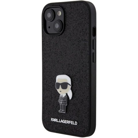 Etui Karl Lagerfeld Fixed Glitter Ikonik Logo Metal Pin do iPhone 15 - czarne Karl Lagerfeld