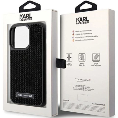 Etui Karl Lagerfeld Rhinestone Logo Metal Plate do iPhone 15 Pro - czarne Karl Lagerfeld