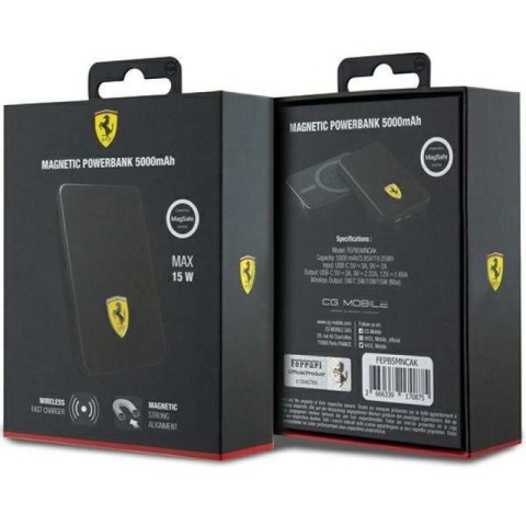 Powerbank Ferrari Metal Logo MagSafe 15W 5000mAh - czarny Ferrari