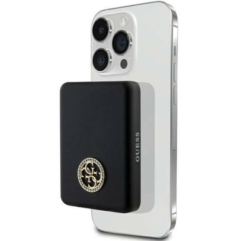 Powerbank indukcyjny Guess MagSafe 4G Strassed Metal Logo 5W 3000mAh - czarny Guess