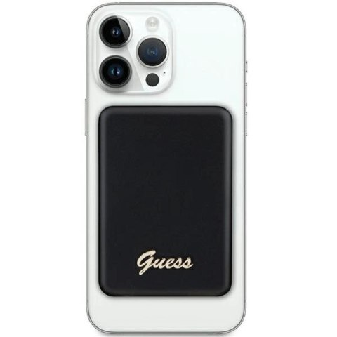 Powerbank indukcyjny Guess MagSafe Metal Script Logo 5W 3000mAh - czarny Guess