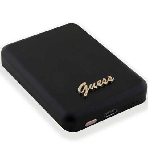 Powerbank indukcyjny Guess MagSafe Metal Script Logo 5W 3000mAh - czarny Guess