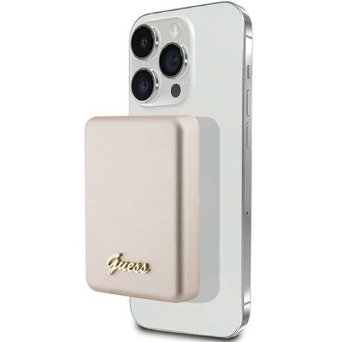 Powerbank indukcyjny Guess MagSafe Metal Script Logo 5W 3000mAh - złoty Guess
