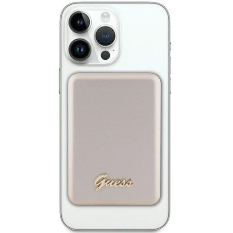 Powerbank indukcyjny Guess MagSafe Metal Script Logo 5W 3000mAh - złoty Guess