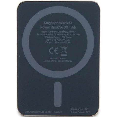 Powerbank indukcyjny Guess MagSafe Metal Script Logo 5W 3000mAh - złoty Guess