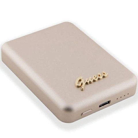 Powerbank indukcyjny Guess MagSafe Metal Script Logo 5W 3000mAh - złoty Guess