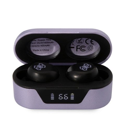 Słuchawki Bluetooth Guess TWS + stacja dokująca - fioletowe Guess