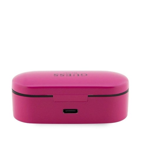 Słuchawki Bluetooth Guess TWS + stacja dokująca - różowe Guess