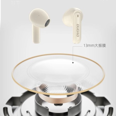 Bezprzewodowe słuchwaki TWS Dudao U18Pro Bluetooth 5.3 - beżowe Dudao