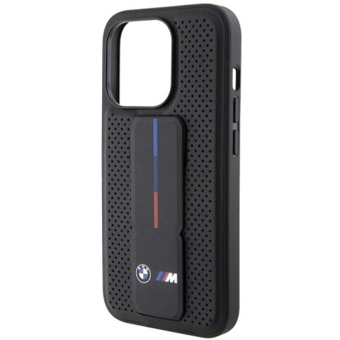 Etui BMW Grip Stand Smooth & Perforated na iPhone 15 Pro - czarne BMW