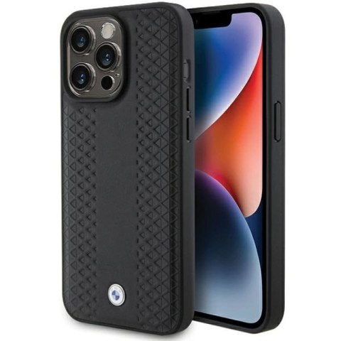 Etui BMW Leather Diamond Pattern na iPhone 15 Pro Max - czarne BMW