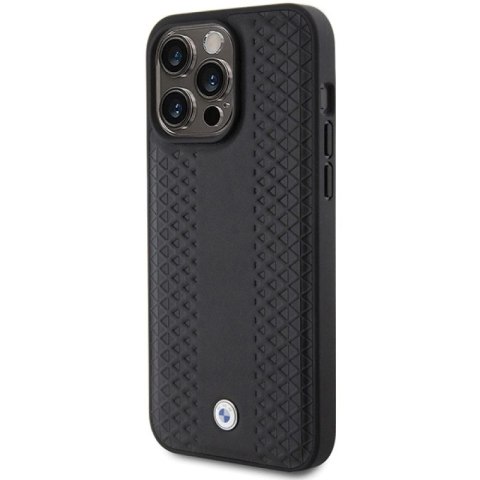 Etui BMW Leather Diamond Pattern na iPhone 15 Pro Max - czarne BMW