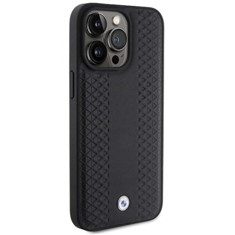 Etui BMW Leather Diamond Pattern na iPhone 15 Pro - czarne BMW
