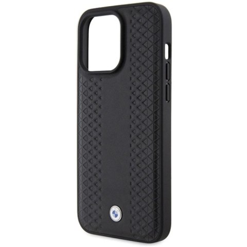 Etui BMW Leather Diamond Pattern na iPhone 15 Pro - czarne BMW