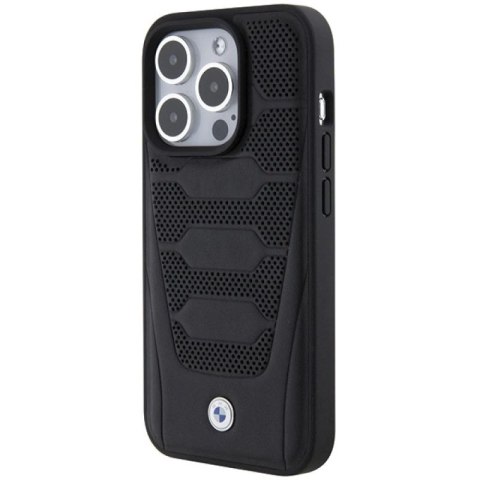Etui BMW Leather Seats Pattern na iPhone 15 Pro Max - czarne BMW
