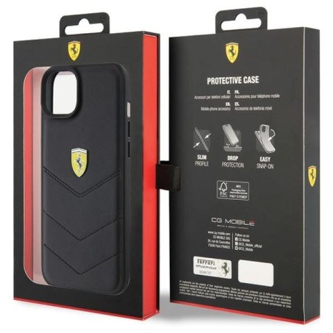 Etui Ferrari Quilted Metal Logo do iPhone 15 Plus - czarne Ferrari