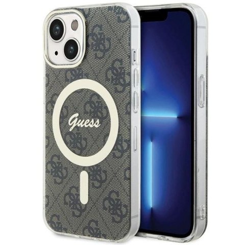 Etui Guess IML 4G MagSafe na iPhone 15 Plus - brązowe Guess