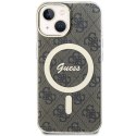 Etui Guess IML 4G MagSafe na iPhone 15 Plus - brązowe Guess