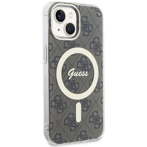 Etui Guess IML 4G MagSafe na iPhone 15 Plus - brązowe Guess
