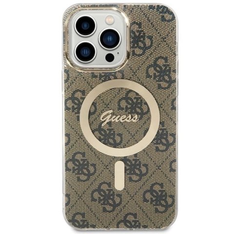 Etui Guess IML 4G MagSafe na iPhone 15 Pro Max - brązowe Guess