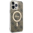 Etui Guess IML 4G MagSafe na iPhone 15 Pro Max - brązowe Guess