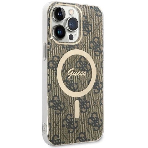 Etui Guess IML 4G MagSafe na iPhone 15 Pro Max - brązowe Guess
