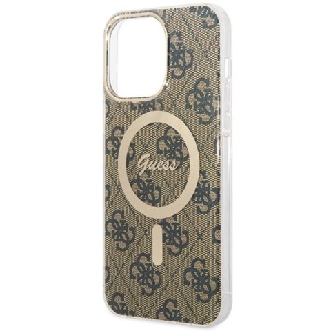 Etui Guess IML 4G MagSafe na iPhone 15 Pro Max - brązowe Guess
