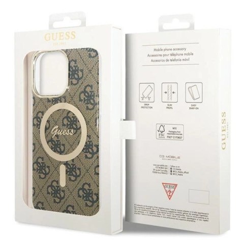 Etui Guess IML 4G MagSafe na iPhone 15 Pro Max - brązowe Guess