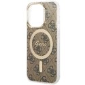 Etui Guess IML 4G MagSafe na iPhone 15 Pro - brązowe Guess