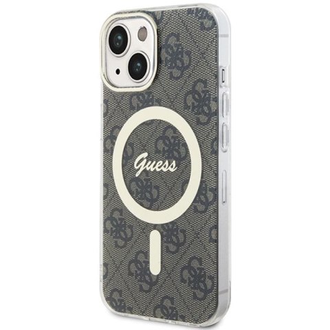 Etui Guess IML 4G MagSafe na iPhone 15 - brązowe Guess