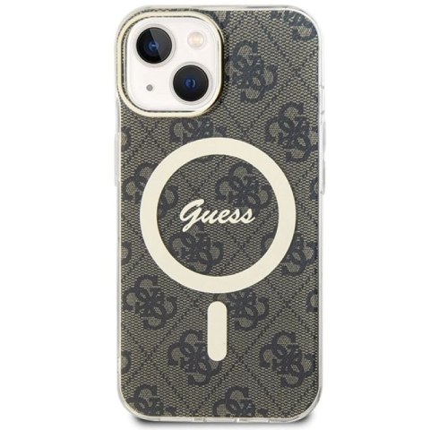 Etui Guess IML 4G MagSafe na iPhone 15 - brązowe Guess