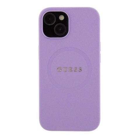 Etui Guess Saffiano MagSafe do iPhone 15 Plus - fioletowe Guess