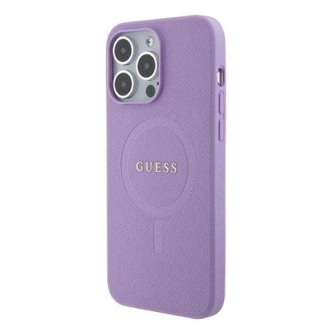 Etui Guess Saffiano MagSafe do iPhone 15 Pro - fioletowe Guess