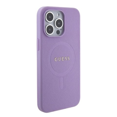 Etui Guess Saffiano MagSafe do iPhone 15 Pro - fioletowe Guess