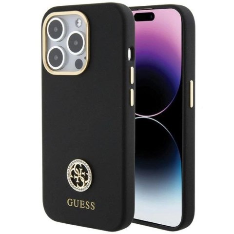 Etui Guess Silicone Logo Strass 4G do iPhone 15 Pro Max - czarne Guess