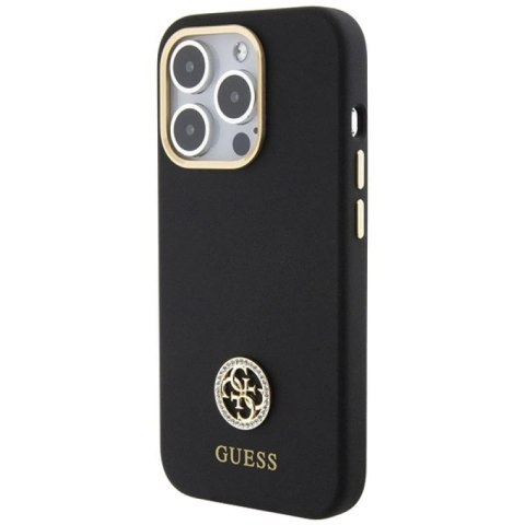 Etui Guess Silicone Logo Strass 4G do iPhone 15 Pro Max - czarne Guess