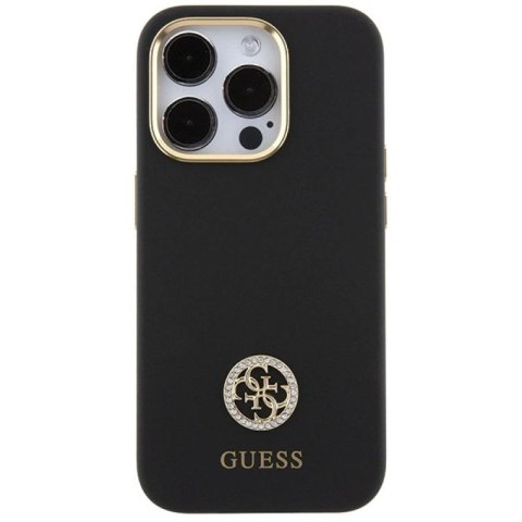 Etui Guess Silicone Logo Strass 4G do iPhone 15 Pro Max - czarne Guess