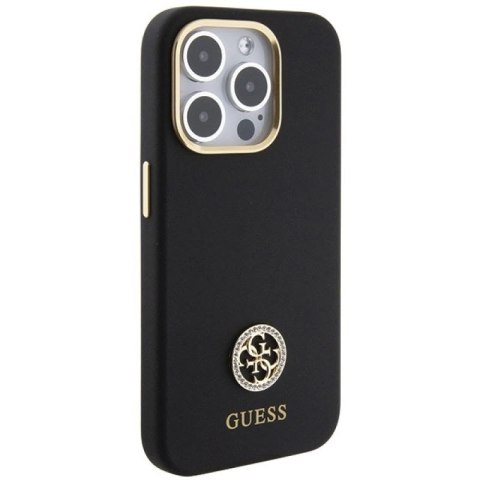 Etui Guess Silicone Logo Strass 4G do iPhone 15 Pro Max - czarne Guess