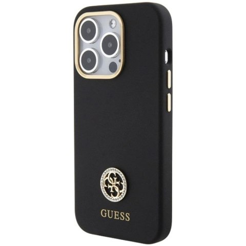 Etui Guess Silicone Logo Strass 4G do iPhone 15 Pro - czarne Guess