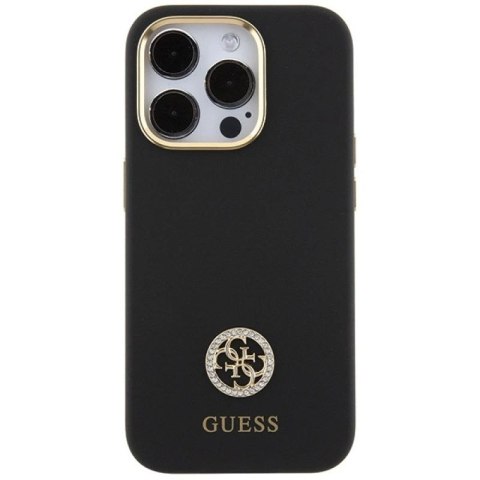 Etui Guess Silicone Logo Strass 4G do iPhone 15 Pro - czarne Guess