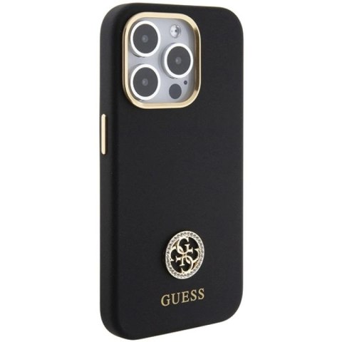Etui Guess Silicone Logo Strass 4G do iPhone 15 Pro - czarne Guess