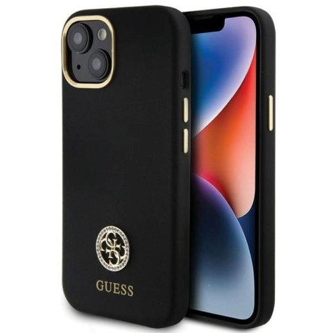 Etui Guess Silicone Logo Strass 4G do iPhone 15 - czarne Guess