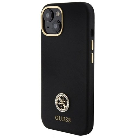Etui Guess Silicone Logo Strass 4G do iPhone 15 - czarne Guess