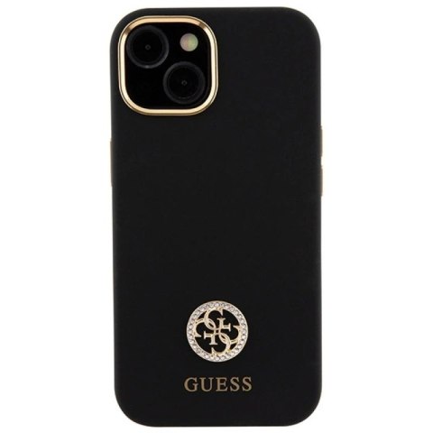 Etui Guess Silicone Logo Strass 4G do iPhone 15 - czarne Guess