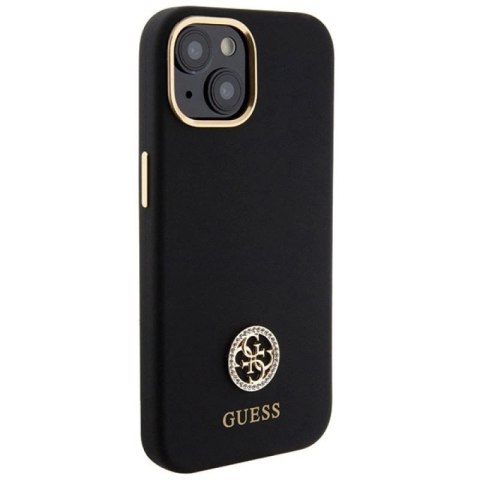 Etui Guess Silicone Logo Strass 4G do iPhone 15 - czarne Guess