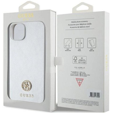 Etui Guess Strass Metal Logo do iPhone 15 Plus - srebrne Guess