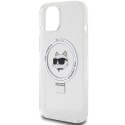 Etui Karl Lagerfeld Ring Stand Choupette Head MagSafe do iPhone 15 Plus - białe Karl Lagerfeld