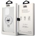 Etui Karl Lagerfeld Ring Stand Choupette Head MagSafe do iPhone 15 Pro - białe Karl Lagerfeld