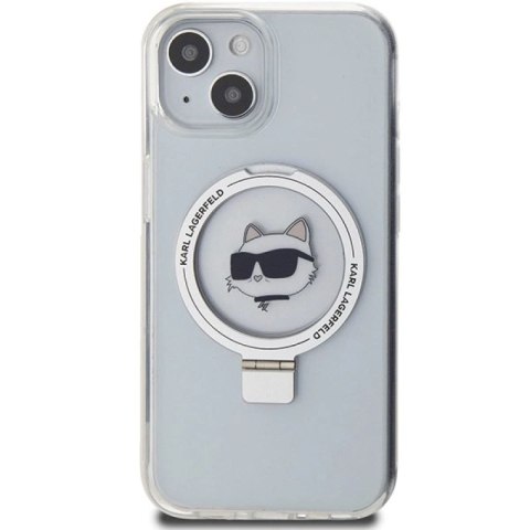 Etui Karl Lagerfeld Ring Stand Choupette Head MagSafe do iPhone 15 - białe Karl Lagerfeld