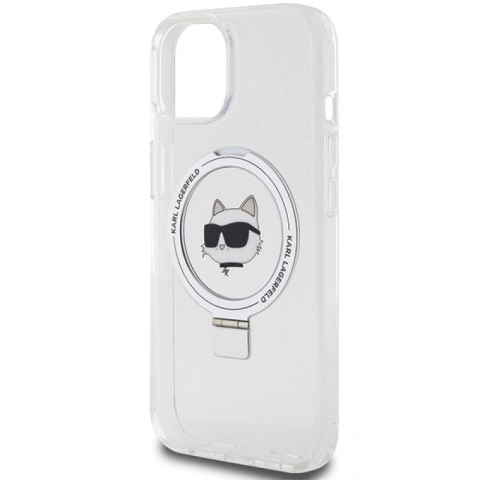 Etui Karl Lagerfeld Ring Stand Choupette Head MagSafe do iPhone 15 - białe Karl Lagerfeld